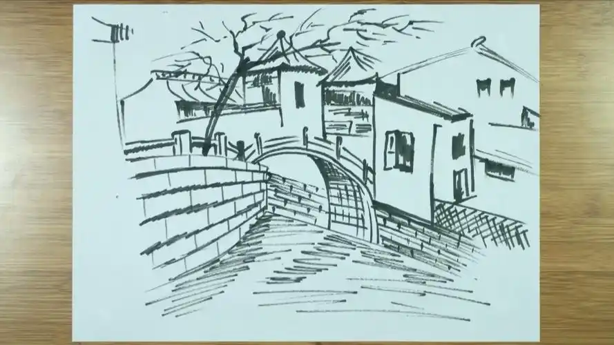 江南水乡简笔画怎么画