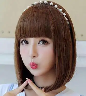 女生直发,波波头