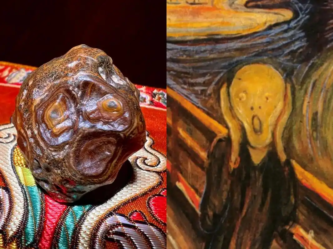 图文来了 九眼页岩老皮子象形原石,梵高油画作品"呐喊",像 - 抖音