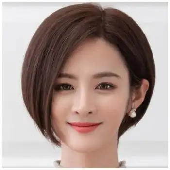 假发女短发全头套女士时尚偏分bobo短发套真人波波头假发头套 左分仿