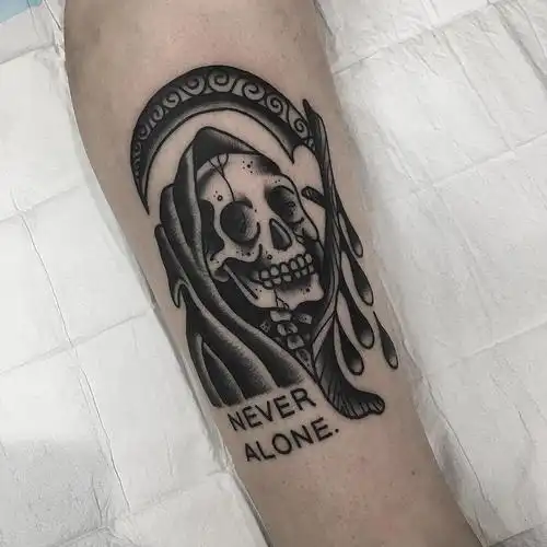 小臂oldschool死神纹身图案