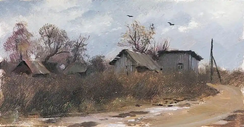 长横幅风景油画,俄罗斯画家谢尔盖·图图诺夫作品