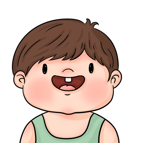 夏日卡通儿童画可爱小男孩开心咧嘴人物主题头像插画