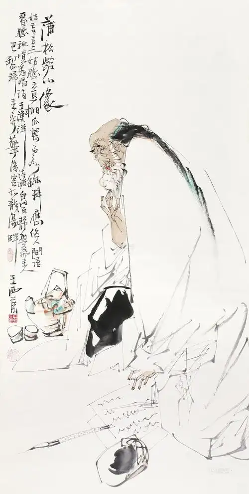 0185蒲松龄小像立轴设色纸本