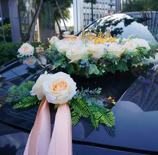 创意个性主婚车装装饰车头套装仿真结婚花车用品婚车鲜花