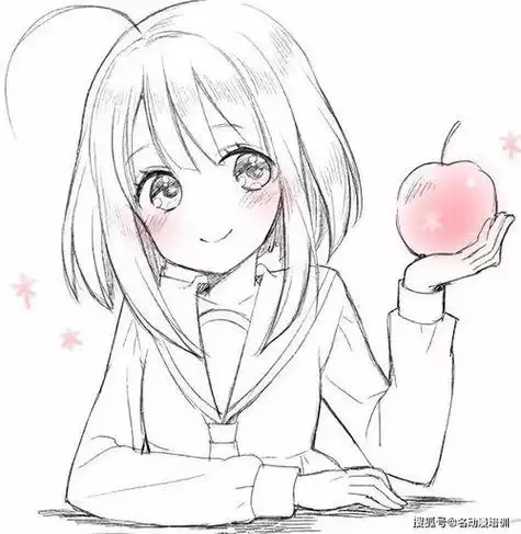 人物看看都认识谁人物黑白动漫素材插画绘画线稿手绘女生男生长发短发