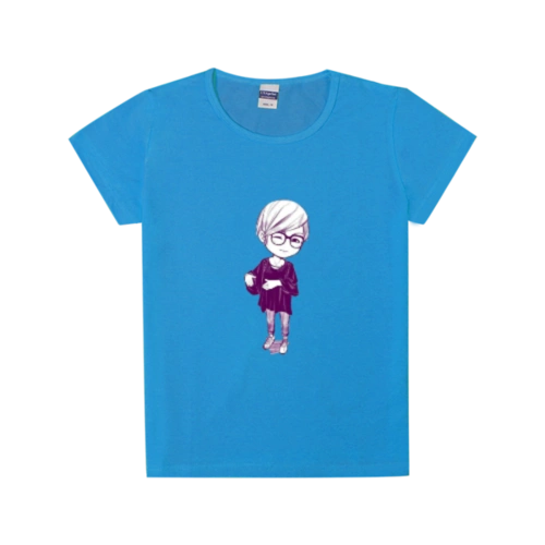 笔画cs男装夏季个性简笔画卡通印花t恤男短袖纯棉半袖衫潮 5头像蓝色