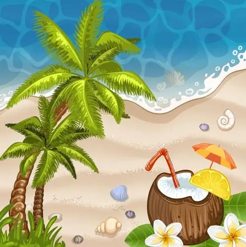 沙滩风景插画