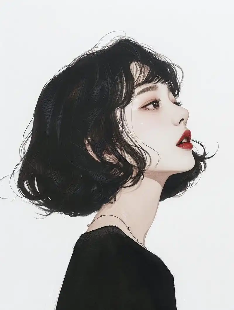 短发高冷女生插画 短发女神插画头像 02020202020202