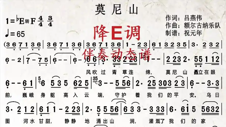 《莫尼山》降e调伴奏动态谱,送给喜欢萨克斯演奏的朋友们