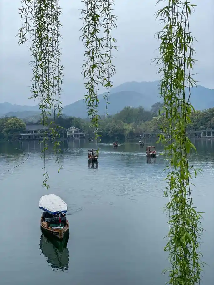 烟雨西湖水墨江南春分时节的杭州美不胜收