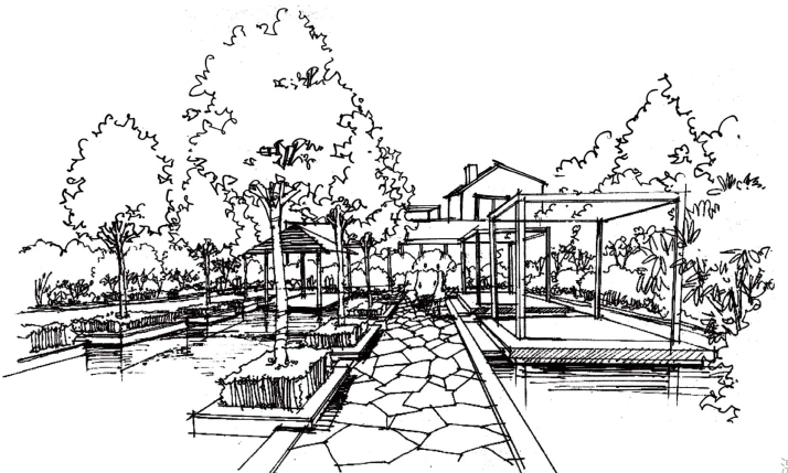 风景园林手绘线稿,可下载打印