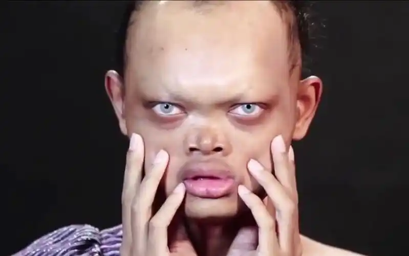 史诗级"整容"化妆术,超级丑男被化成欧美女神,这技术不服不行