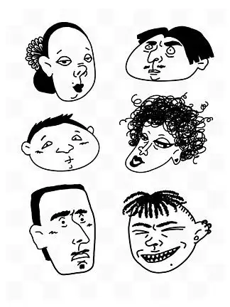 黑白卡通插画手绘人物趣味搞怪头像