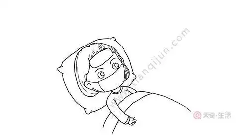 肺炎病人躺在床上的简笔画