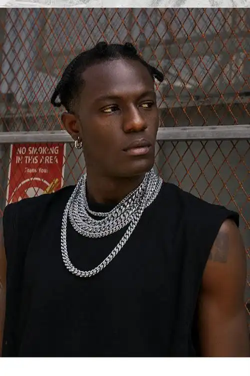 桓缘洋古巴链项链嘻哈风古巴潮欧美颈链hiphop钛钢轻奢小众男女潮牌