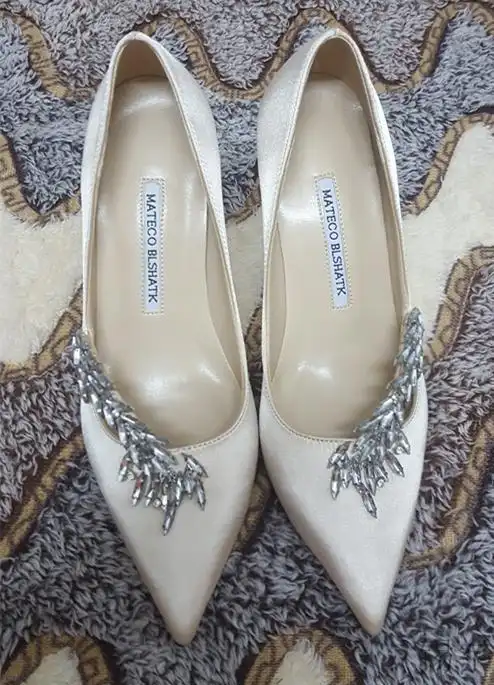 欧洲站2022春新款mb麦穗婚纱鞋细跟尖头高跟鞋秀禾新娘红色婚鞋女