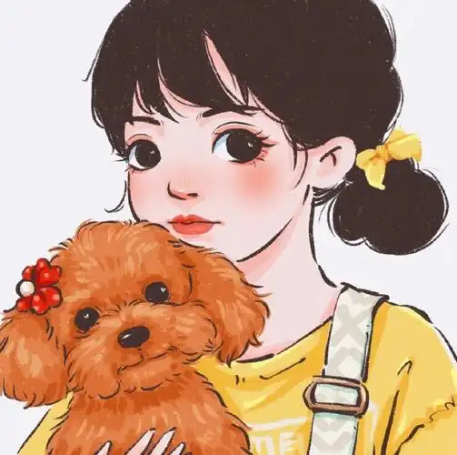 抱狗狗的女孩头像 小红书四月