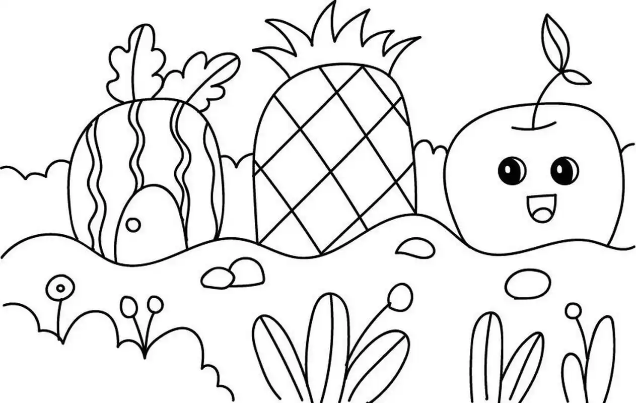 马克笔简笔画96水果主题画(附线稿) 儿童创意美术,创意画