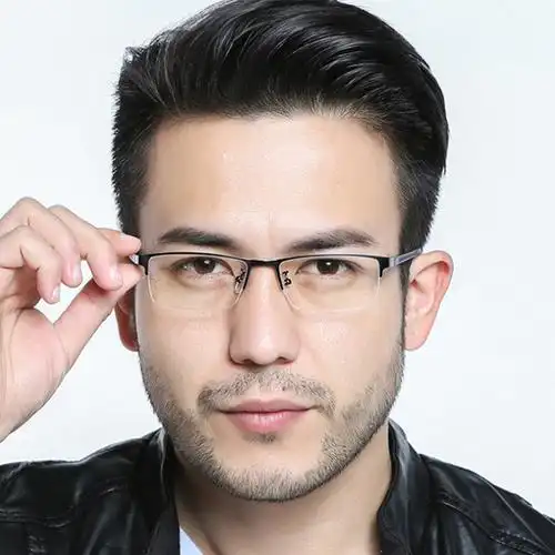 眼睛镜框男 大脸_近视眼镜男有度数学生超轻商务配半框眼镜框成品眼睛