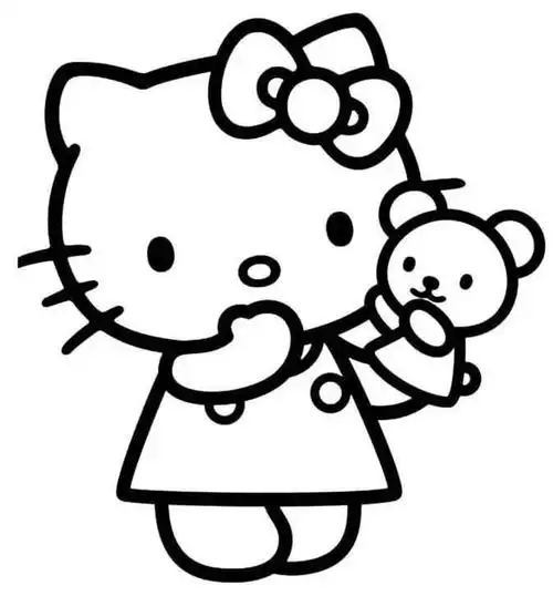 卡通简笔画 hello kitty晾衣服简笔画图片_hello kitty晾衣服儿童绘画