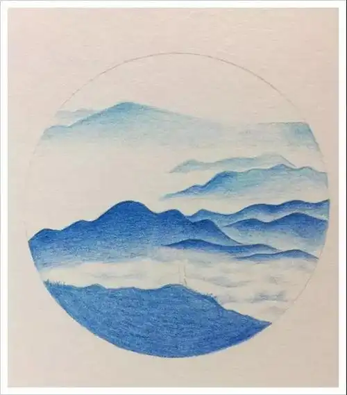 彩铅步骤风景画山的那边有人在等我