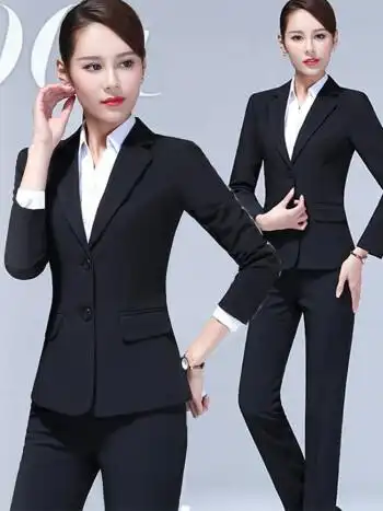 汐蔓娇西服女外套装女士职业装女装套装春秋装韩版修身西正装商务ol女