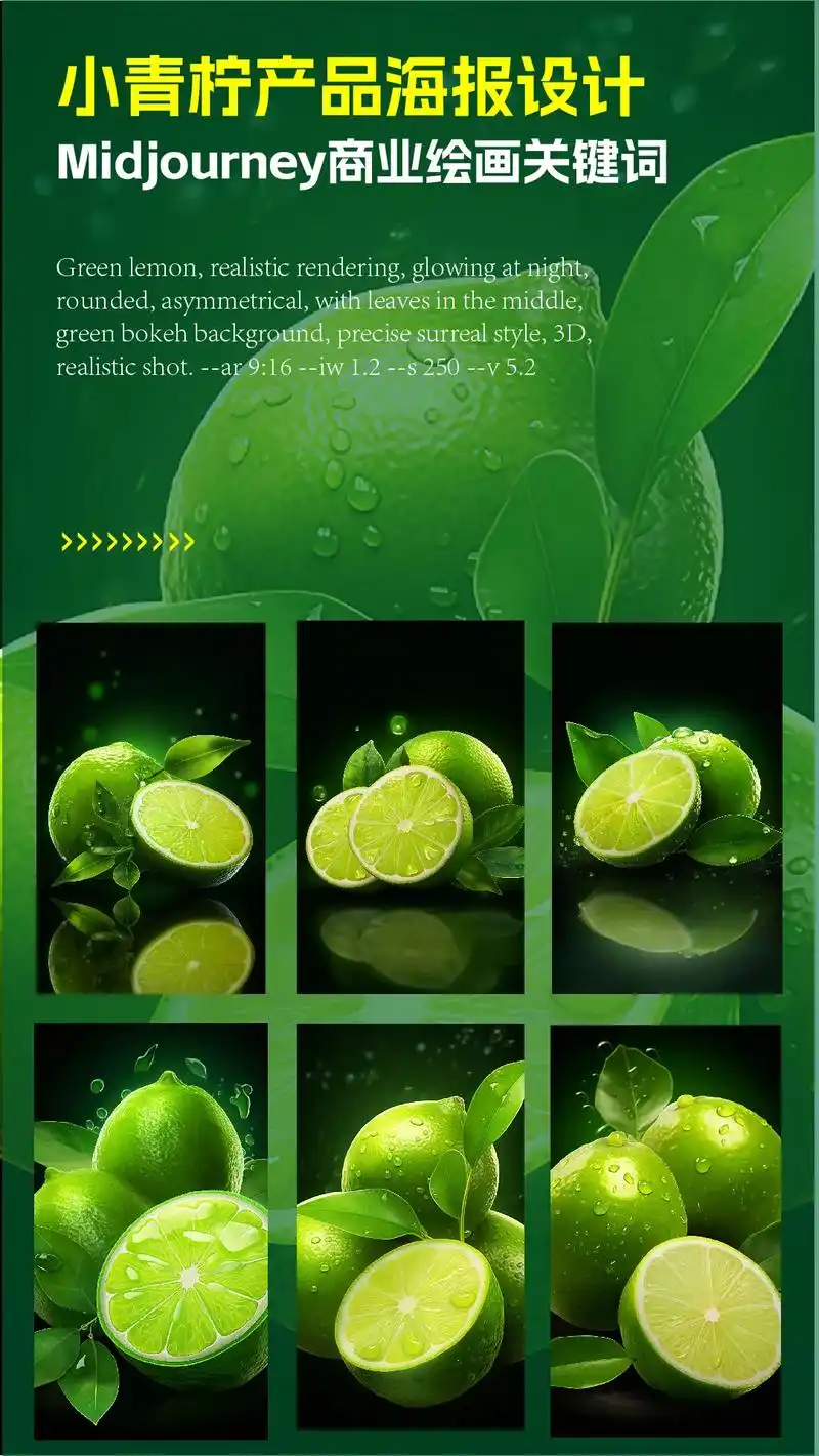 midjourney--(产品海报设计图)小青柠海报设计,关 - 抖音