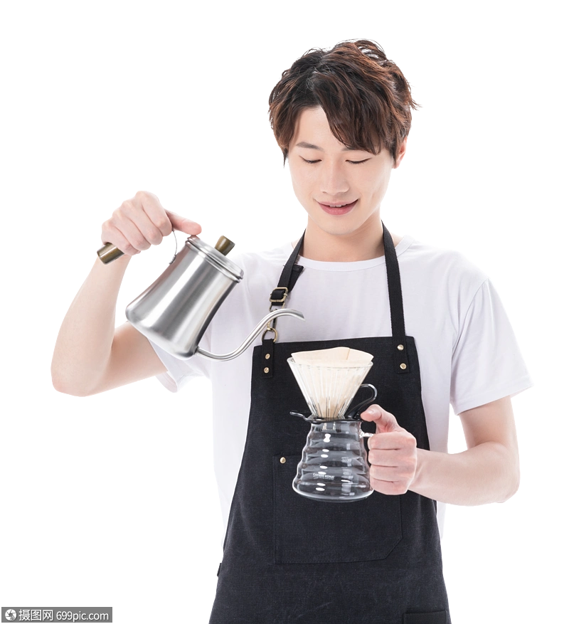 男性咖啡师制作手冲咖啡