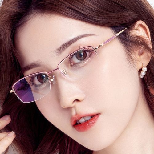 纯钛超轻近视近视眼眼镜女潮眼睛半框配有度数定制成品光学镜