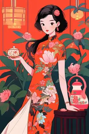 国潮演出旗袍图片女生