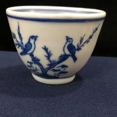 晚晴民国青花缠枝莲主人杯子古董古玩瓷器真品收藏老物件陶瓷花瓶