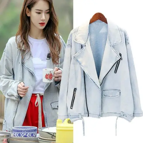 香港代购2020第二季明星戚薇同款衣服春秋新女牛仔大翻领夹克外套