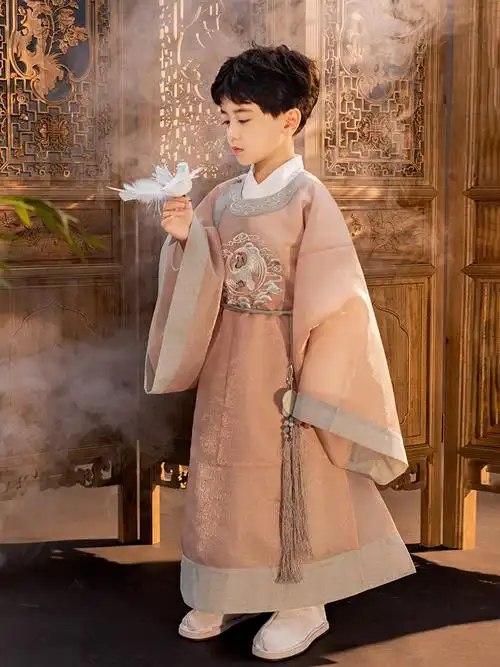新款儿童汉服男童装小怀瑜宋制中国风学生圆领袍春秋演出服古装——7