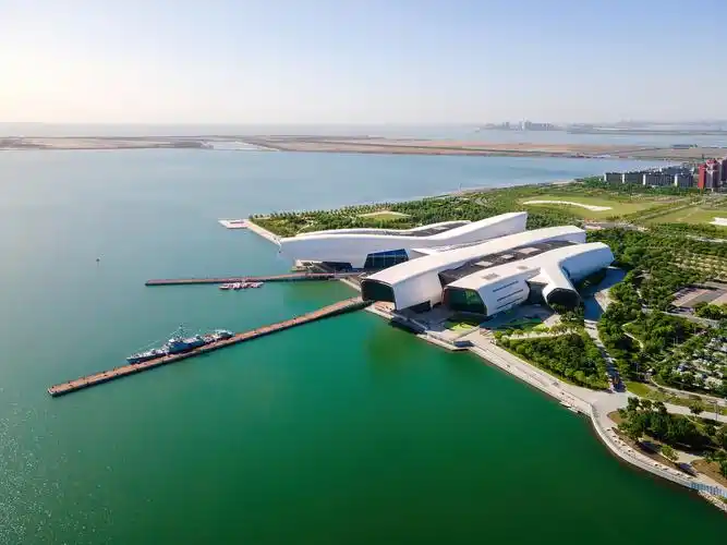 航拍天津滨海新区国家海洋博物馆