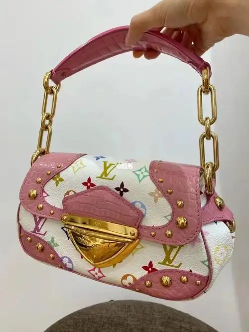 lv粉鳄鱼白三彩梦露包