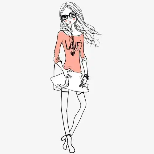 时尚女生卡通插画