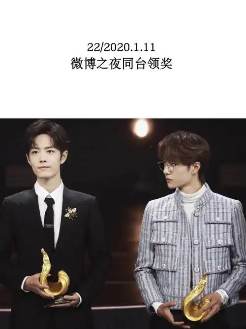 "今晚,肖战和王一博一同站在领奖台上,金色的奖杯见证了他们的荣光