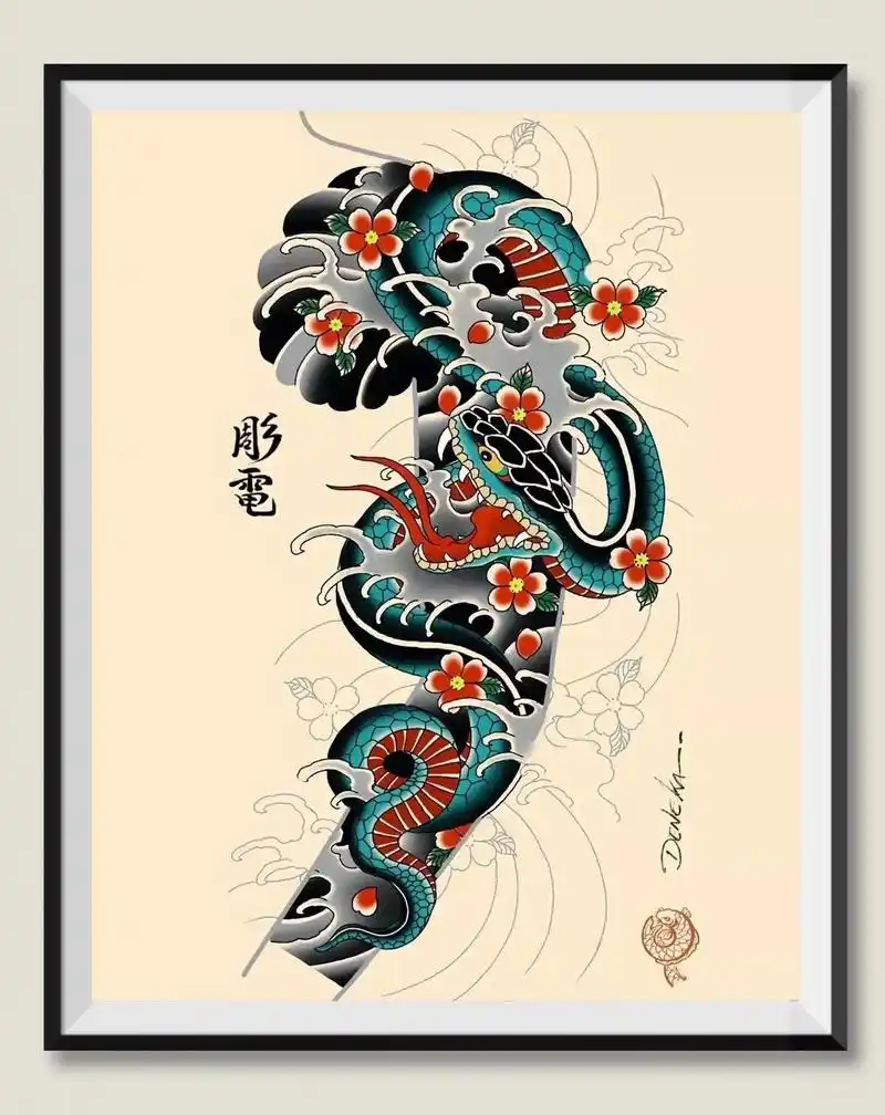 老传统花臂纹身手稿.#日式老传 #手稿分享 #纹身手稿 #花 - 抖音