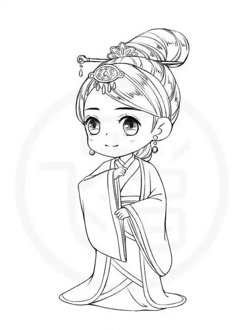 q版古风女人物简笔画