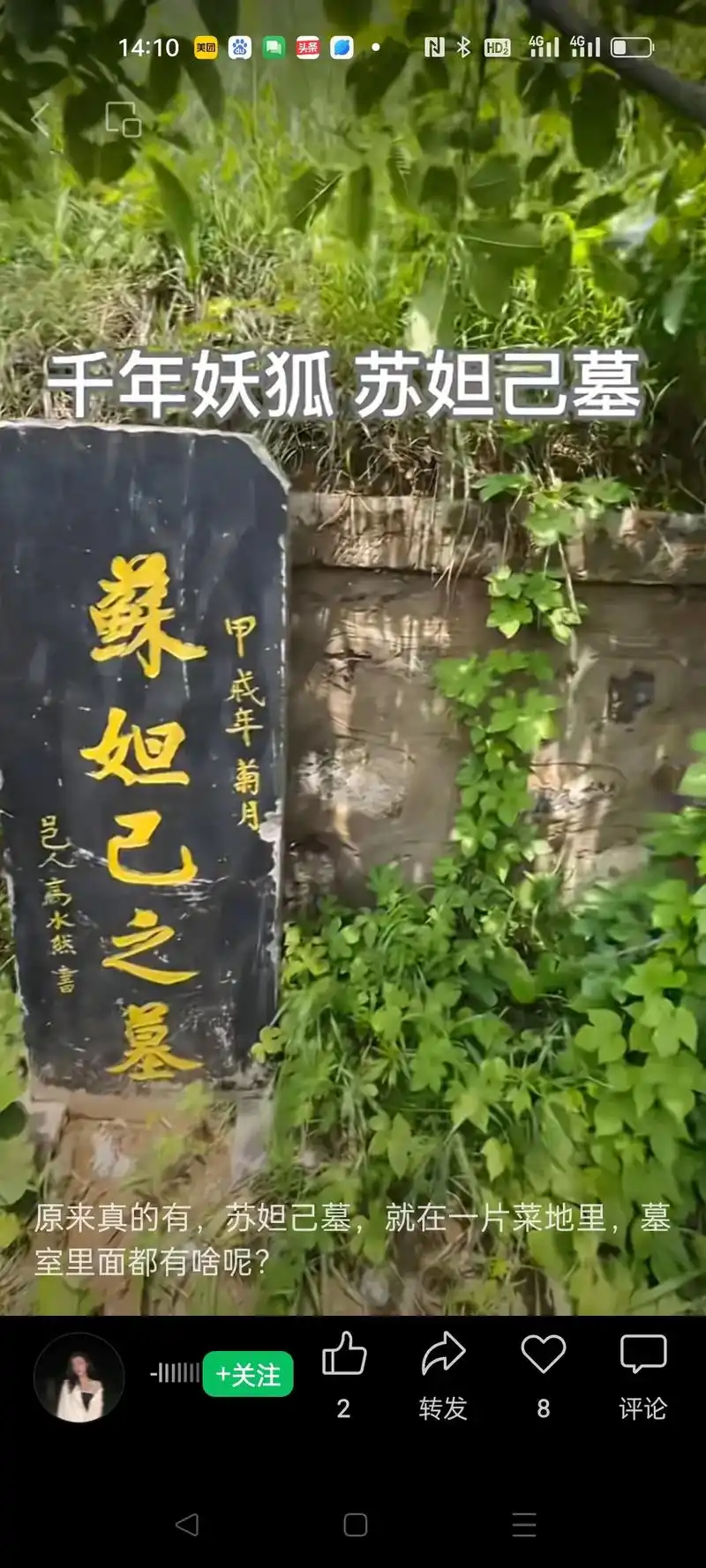 14:11 邑人高水然书 甲戒年菊月 原来真的有,苏妲己墓, - 抖音