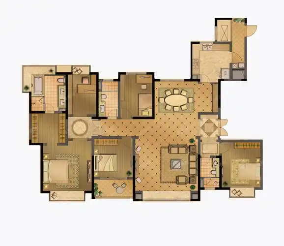 博威黄金海岸5室2厅3卫 户型>
