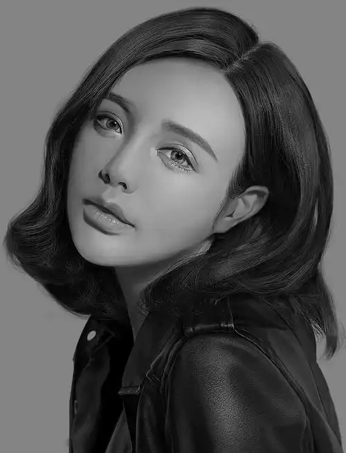 临摹美妆女神照片人物肖像素描超写实系插画艺术作品