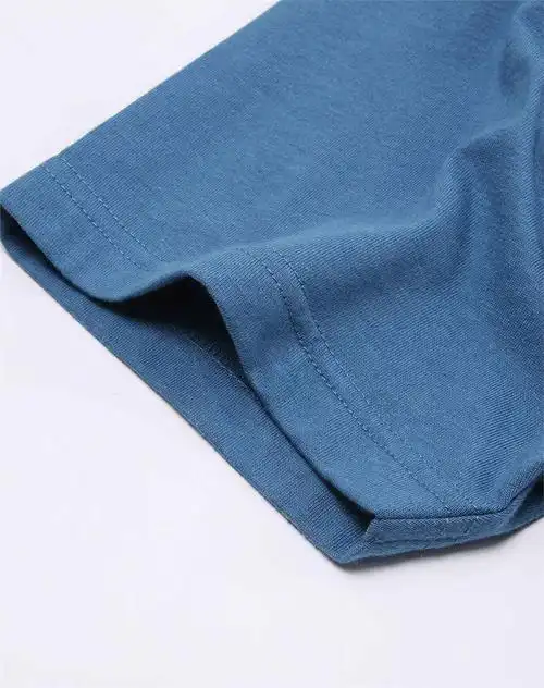 2018年新品 佐丹奴 雪花中蓝色 简约素色纯棉v领短袖t恤男士