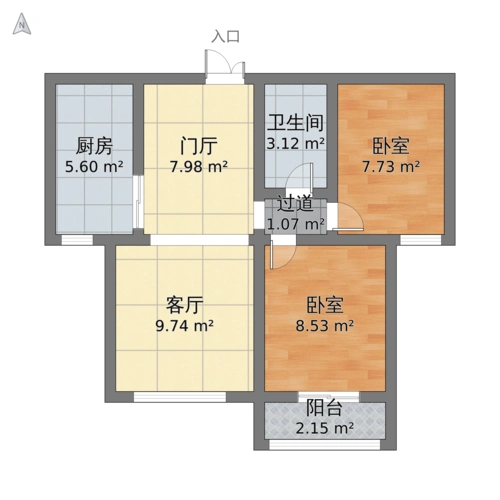山西省晋城市城区 君悦湾2室1厅1卫 69m05-v2户型图 - 小区户型图