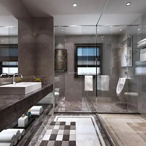 172平米现代风格三居之卫生间墙面石材装修效果图