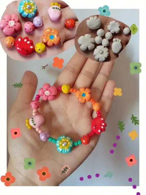 石塑粘土手链可爱的花花