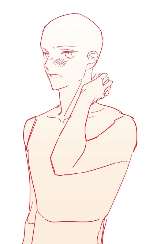 绘画素材害羞的表情变化板绘线稿