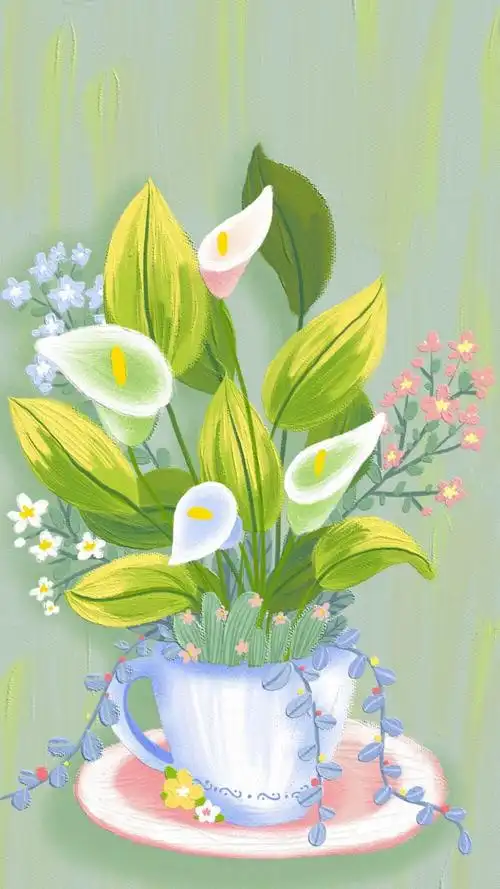 油画壁纸 - 春日壁纸插画 素材 ins 韩系 可爱 简约 手绘 动漫 锁屏