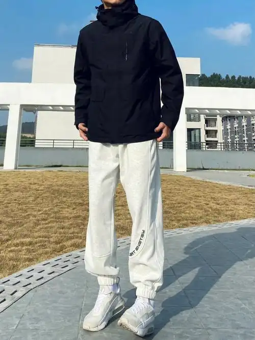 绝了这款花灰色运动裤180男生穿搭分享